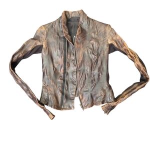 Vintage Brown Leather Jacket for Women